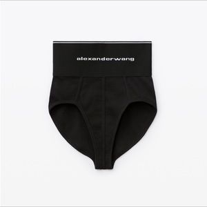 Alexander Wang Logo Elastic Brief In Ribbed Jersey